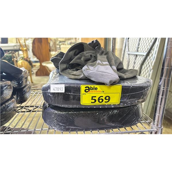 PAIR OF BLACK MEMORY FOAM SEAT CUSHIONS WITH GREY ZIP UP COVERS