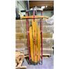 Image 2 : WOOD ROCKING HORSE 30"L X 12"W X 24"T & VINTAGE 51.5" FLEXIBLE FLYER SLED