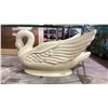 Image 2 : OVAL GLASS TOP COFFEE TABLE WITH SWAN BASE (53"W X 25"D X 16.5"T)