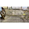 Image 2 : GLASS-TOP BRASS-LOOK COFFEE TABLE & MATCHING SIDE TABLE - *SIDE TABLE HAS NO GLASS*