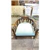 Image 2 : PAIR OF MATCHING WOOD BARREL BACK CHAIRS & A THROW CUSHION