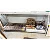 Image 1 : SHELF OF ASSORTED CUSHIONS & SMALL AREA RUG