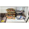 Image 3 : SHELF OF ASSORTED CUSHIONS & SMALL AREA RUG