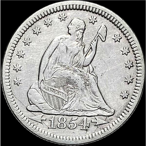 1854 Seated Liberty Quarter Arrows NEARLY UNCIRCULATED