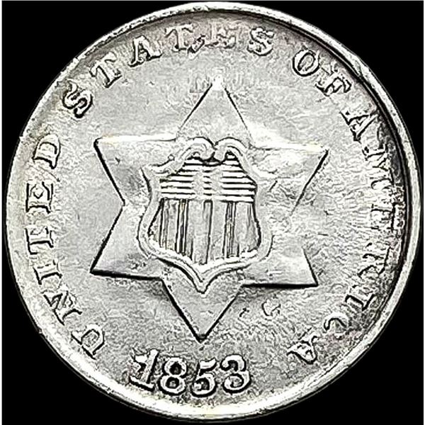 1853 Silver Three-Cent Piece CLOSELY UNCIRCULATED