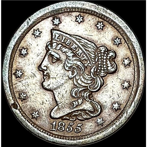 1855 Braided Hair Half Cent CLOSELY UNCIRCULATED