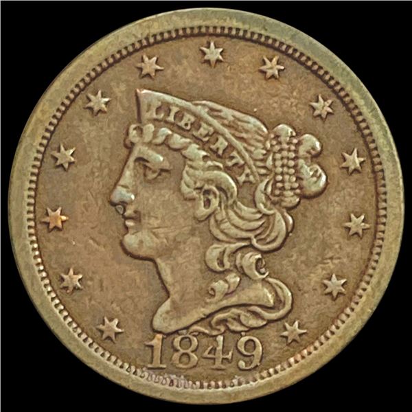 1849 Braided Hair Half Cent NEARLY UNCIRCULATED