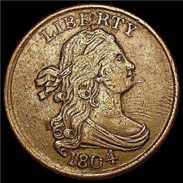 1804 Spiked Chin Draped Bust Half Cent CLOSELY UNCIRCULATED