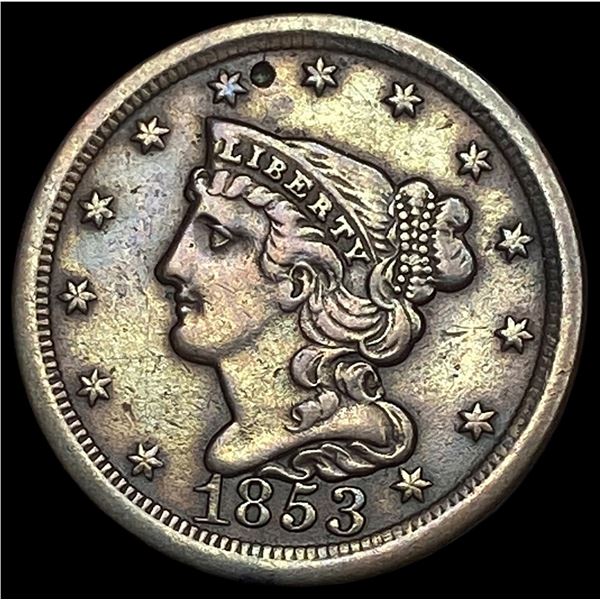 1853 Braided Hair Half Cent LIGHTLY CIRCULATED