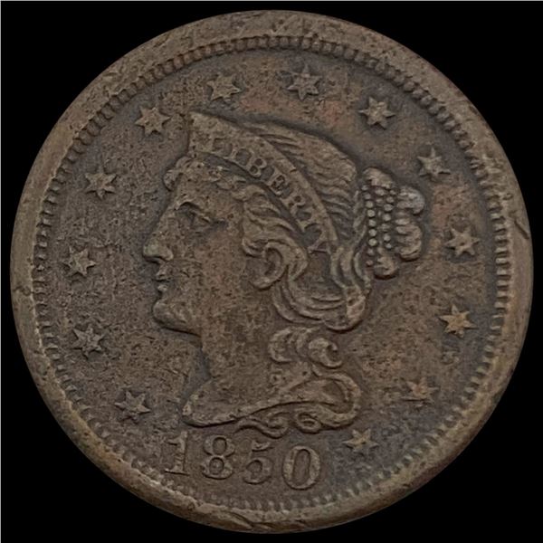 1850 Braided Hair Large Cent CLOSELY UNCIRCULATED