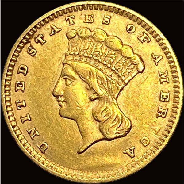 1857 Gold $1 Indian Head Type 3 CHOICE AU