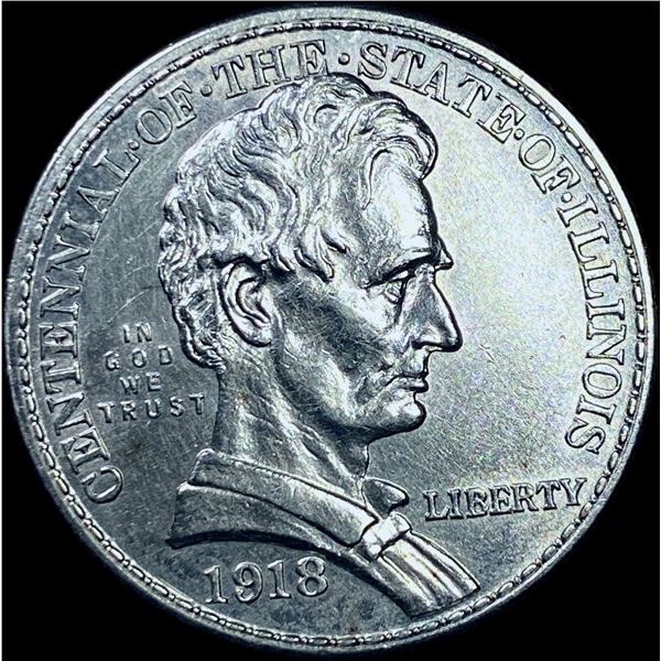 1918 Silver Half Dollar Illinois Centennial CHOICE AU