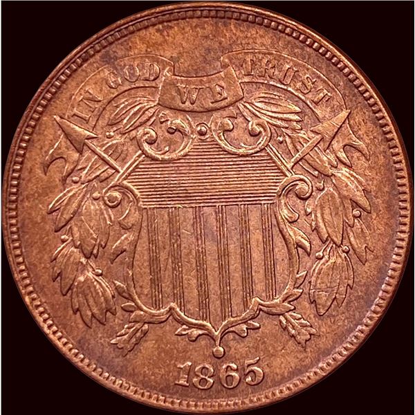 1865 Copper 2 Cent Piece Red CLOSELY UNCIRCULATED
