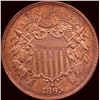 Image 1 : 1865 Copper 2 Cent Piece Red CLOSELY UNCIRCULATED