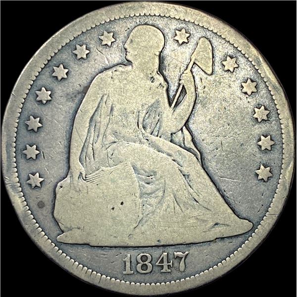 1847 Seated Silver Liberty Dollar NICELY CIRCULATED