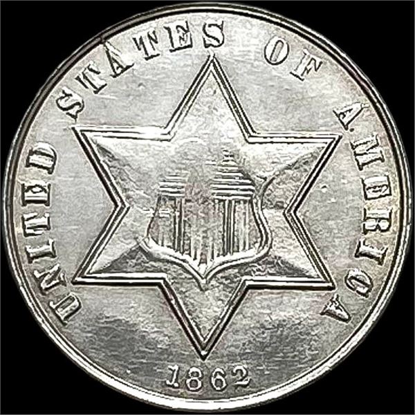 1862 Silver Three-Cent Piece LIGHTLY CIRCULATED