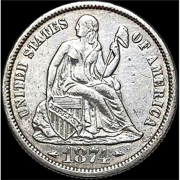 1874 Seated Liberty Dime CLOSELY UNCIRCULATED