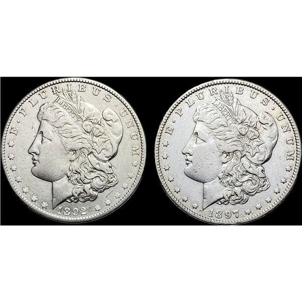 [2]1892-O & 1897-O Silver Morgan Dollars CLOSELY UNCIRCULATED