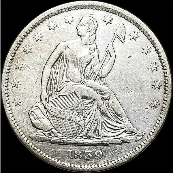 1839 Seated Liberty Half Dollar-Drapery CLOSELY UNCIRCULATED