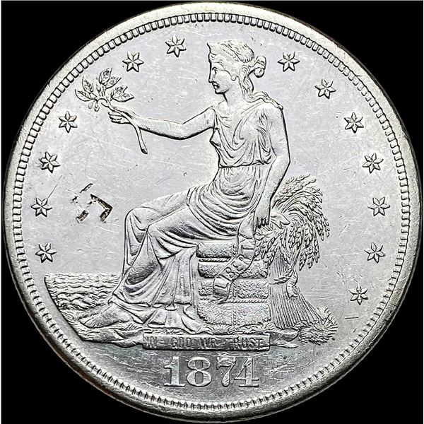 1874-S Silver Trade Dollar CLOSELY UNCIRCULATED