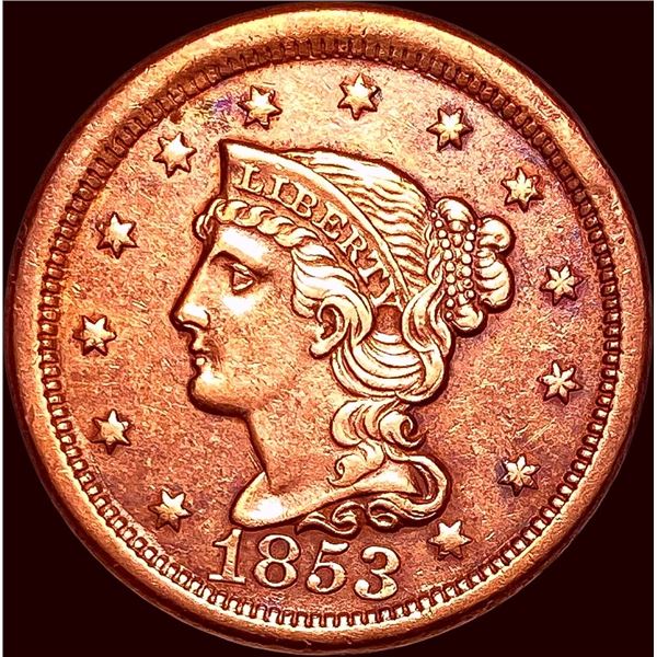 1853 Braided Hair Large Cent CHOICE AU