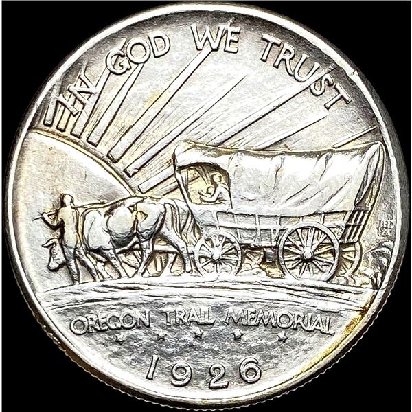 1926 Silver Oregon Trail Half Dollar CLOSELY UNCIRCULATED