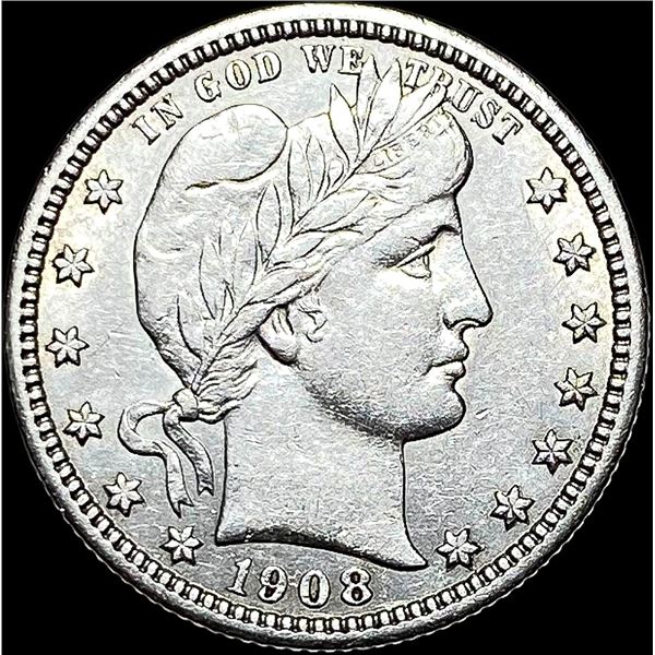 1908 Silver Barber Quarter CLOSELY UNCIRCULATED