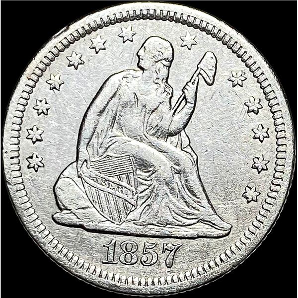 1857-O Silver Seated Liberty Quarter NEARLY UNCIRCULATED