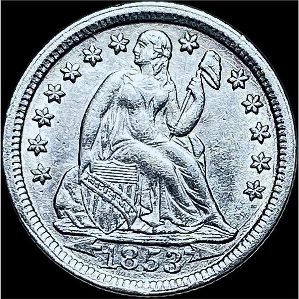 1853 Seated Liberty Silver Dime CHOICE AU