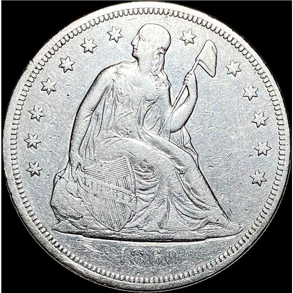 1860-O Silver Seated Liberty Dollar LIGHTLY CIRCULATED