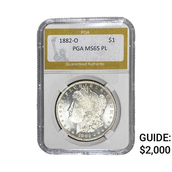 1882-O Morgan Silver Dollar PGA MS65 PL