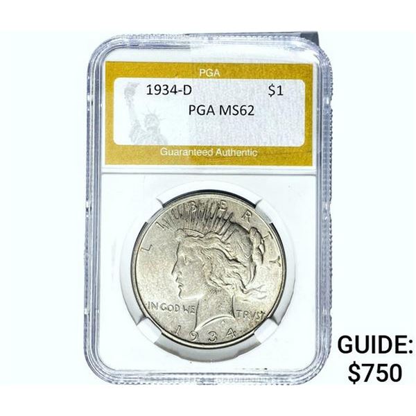 1934-D Silver Peace Dollar PGA MS62