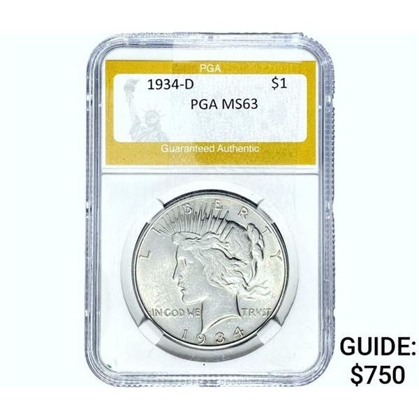 1934-D Silver Peace Dollar PGA MS63