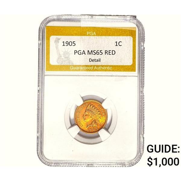 1905 Indian Head Cent PGA MS65 Red Detail