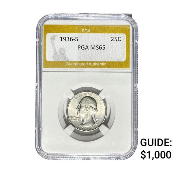 1936-S Washington Silver Quarter PGA MS65