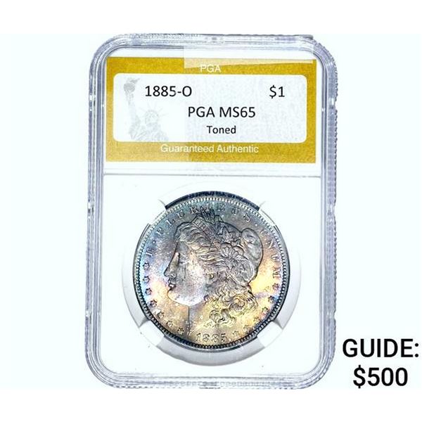 1885-O Morgan Silver Dollar PGA MS65 Toned