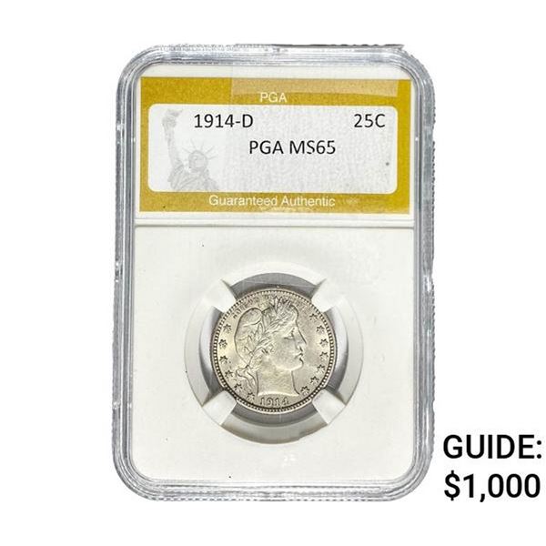 1914-D Barber Quarter PGA MS65