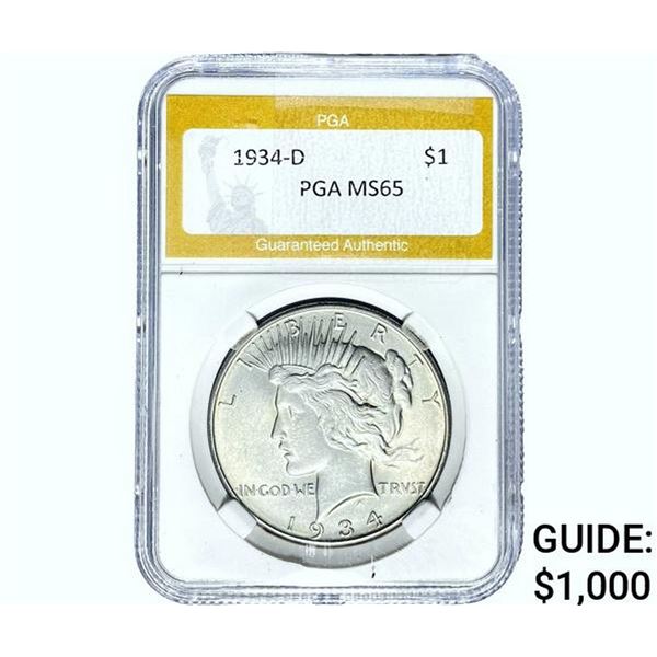 1934-D Silver Peace Dollar PGA MS65