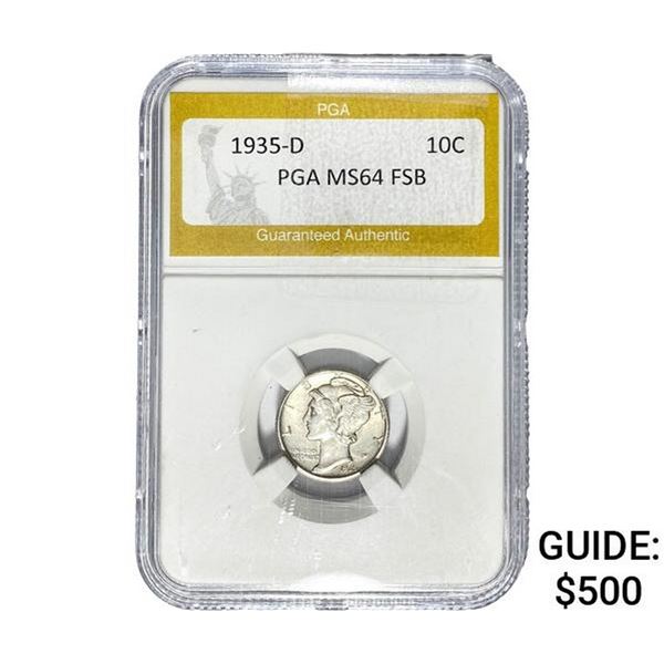1935-D Mercury Silver Dime PGA MS64 FSB