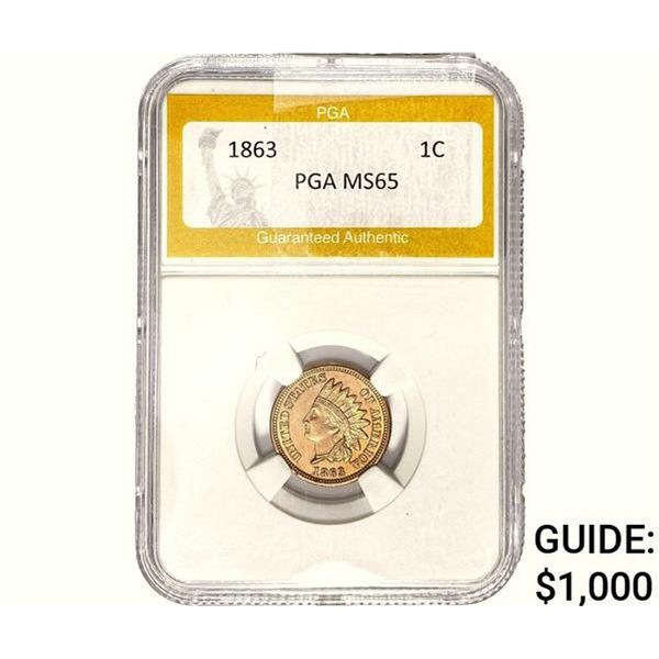 1863 Indian Head Cent PGA AU65