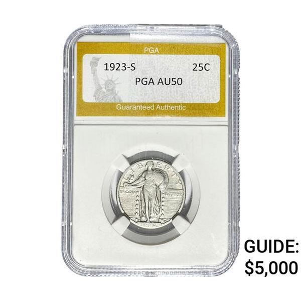 1923-S Standing Liberty Quarter PGA AU50