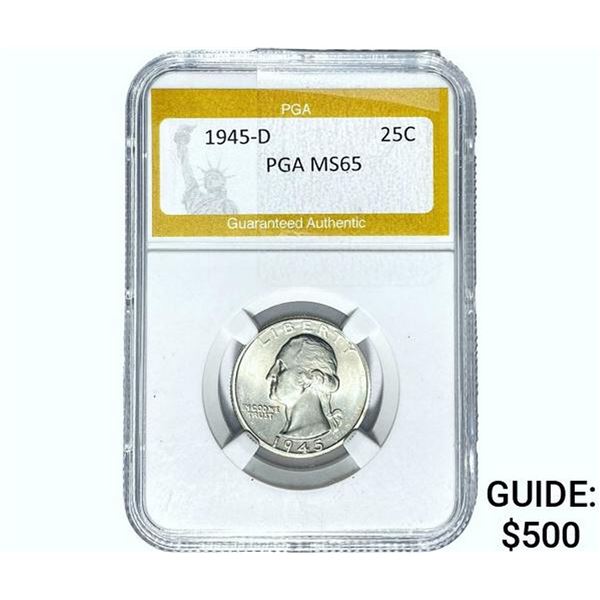 1945-D Washington Silver Quarter PGA MS65
