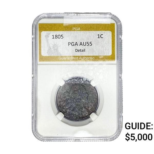 1805 Draped Bust Large Cent PGA AU55 Detail