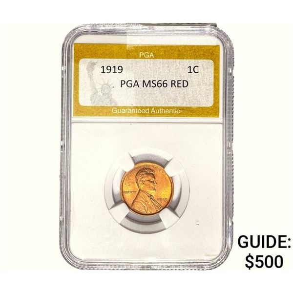 1919 Wheat Cent PGA MS66 Red