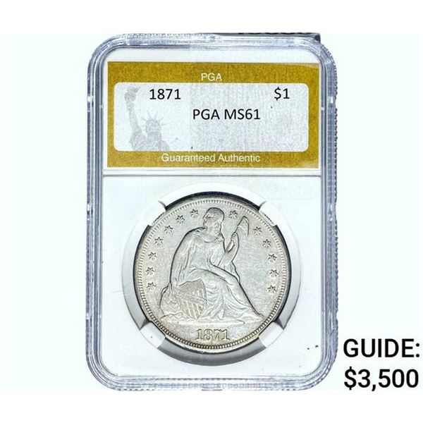 1871 Silver Trade Dollar PGA MS61