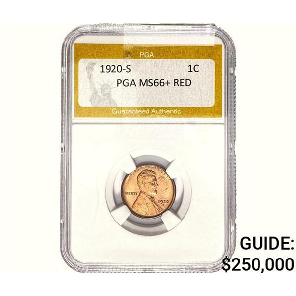 1920-S Wheat Cent PGA MS66+ Red
