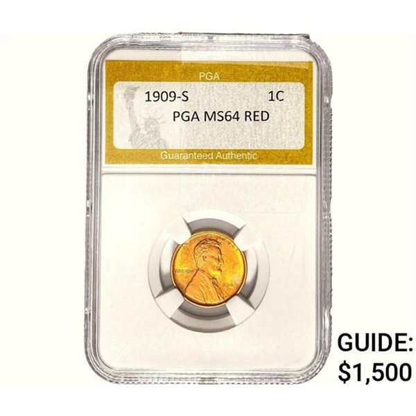 1909-S Wheat Cent PGA MS64 Red