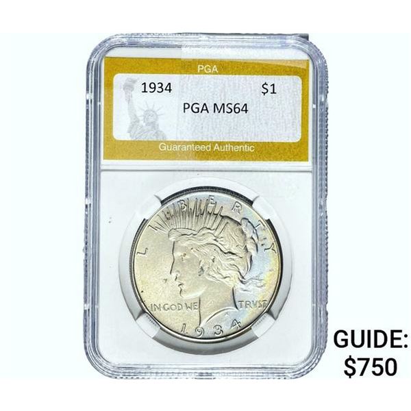 1934 Silver Peace Dollar PGA MS64