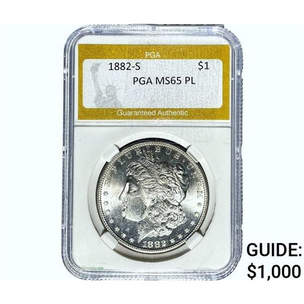 1882-S Morgan Silver Dollar PGA MS65 PL