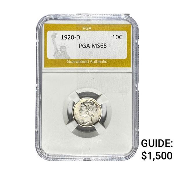 1920-D Mercury Silver Dime PGA MS65